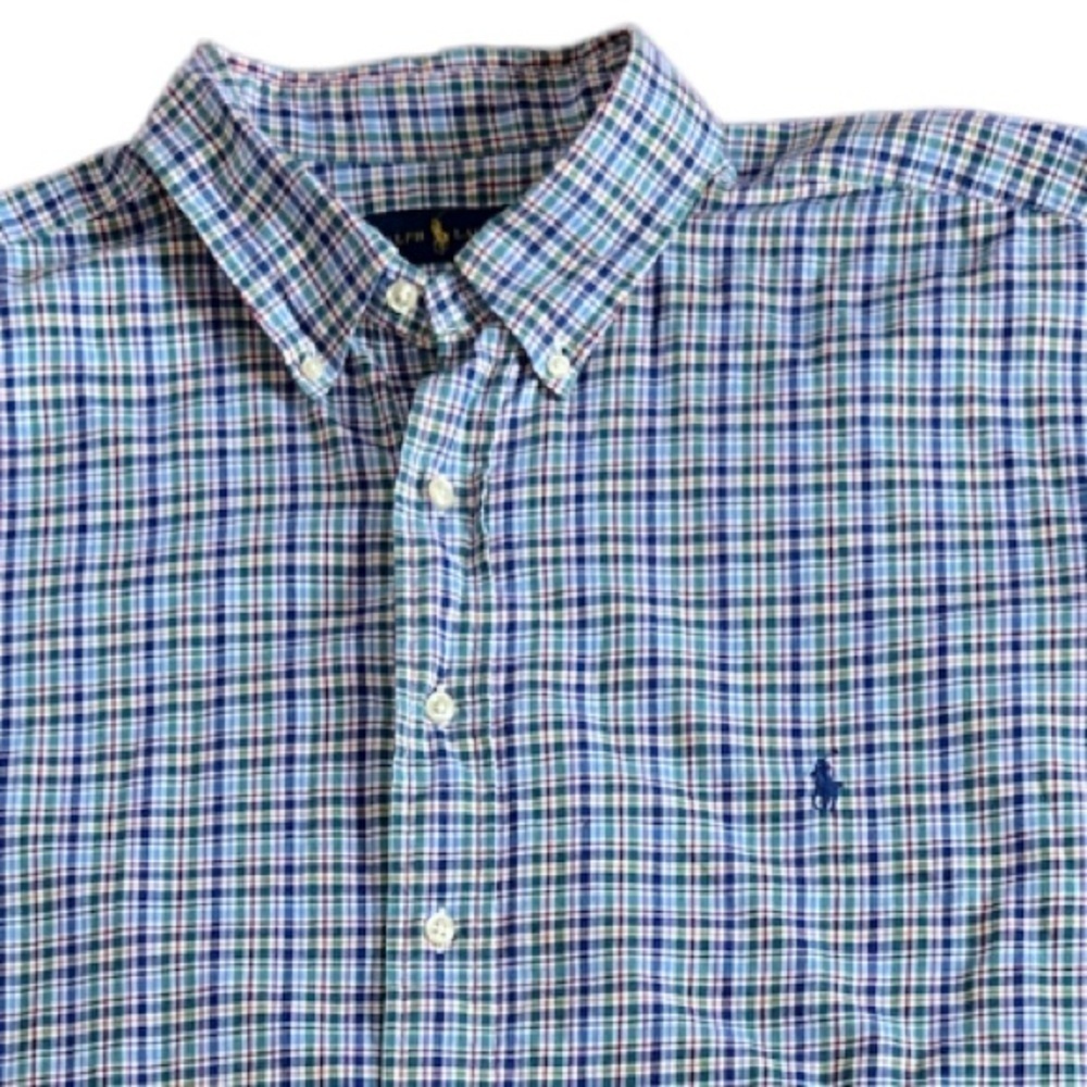 Ralph Lauren Plaid Button Down Cotton Multi Color Shirt 2XB BIG